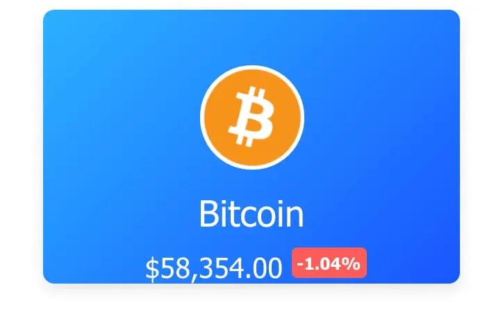 screenshot of crypto data in card