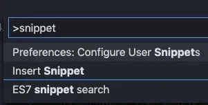 vs code user snippet configuration