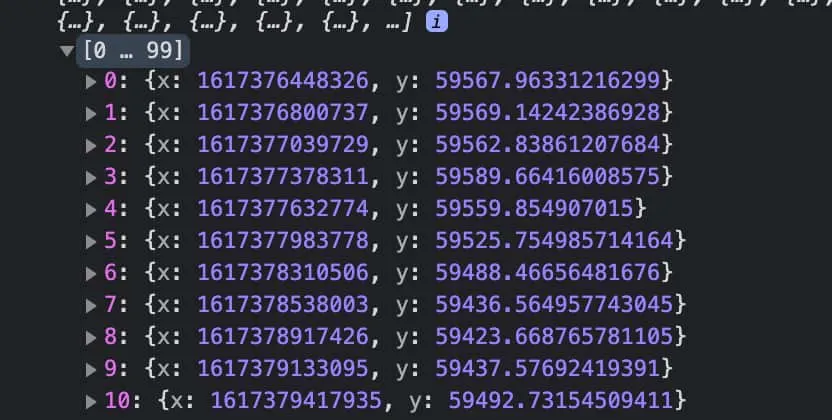 crypto datapoint console output