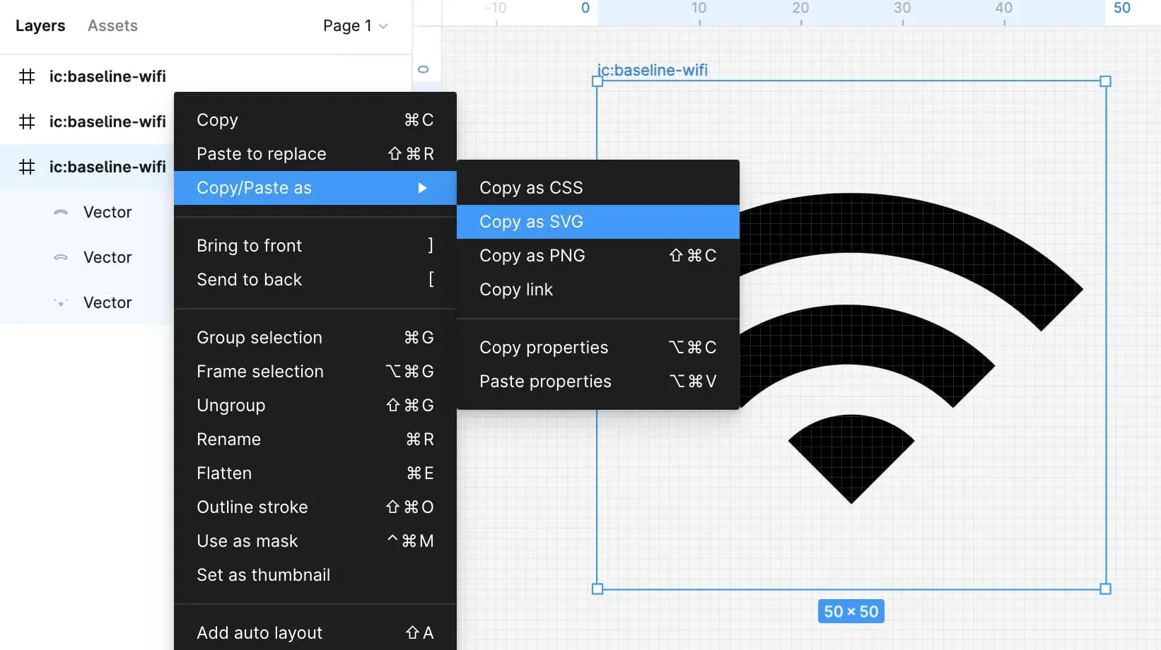 export the icon as an svg