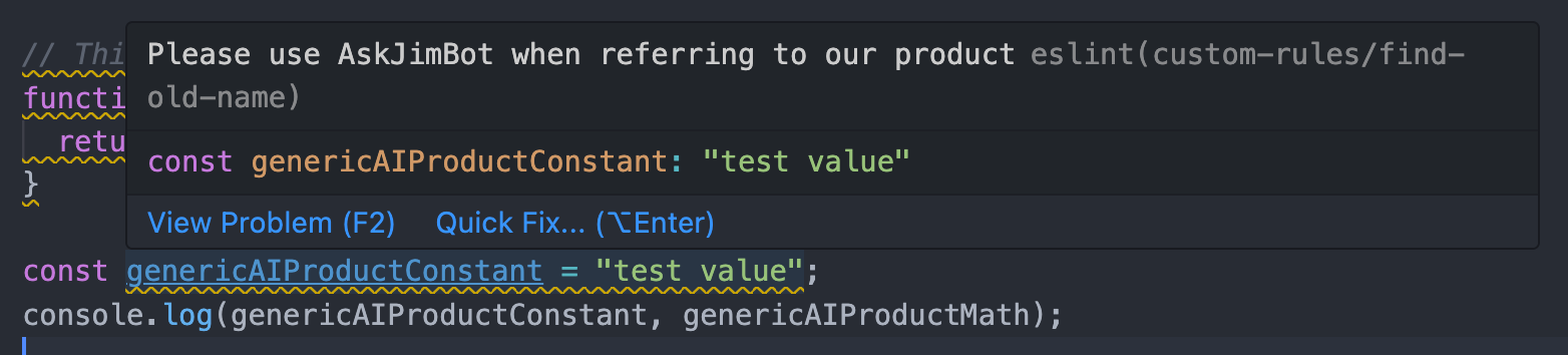 ESLint rule output