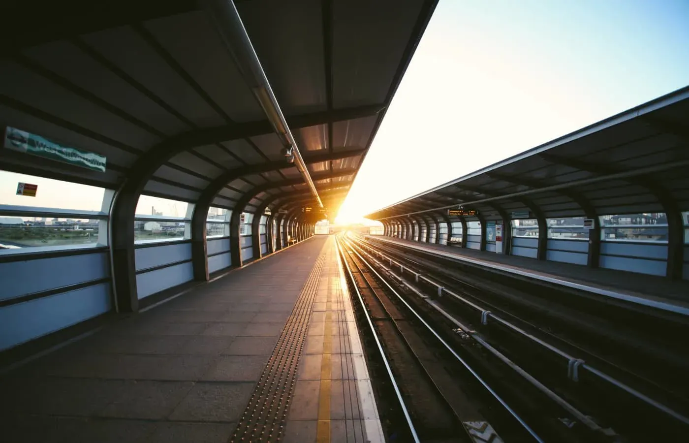 photo of train station sunset