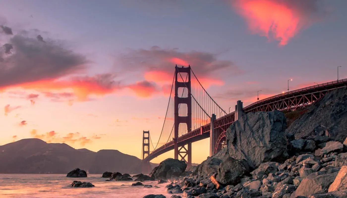 photo of golden gate bridge at sunset