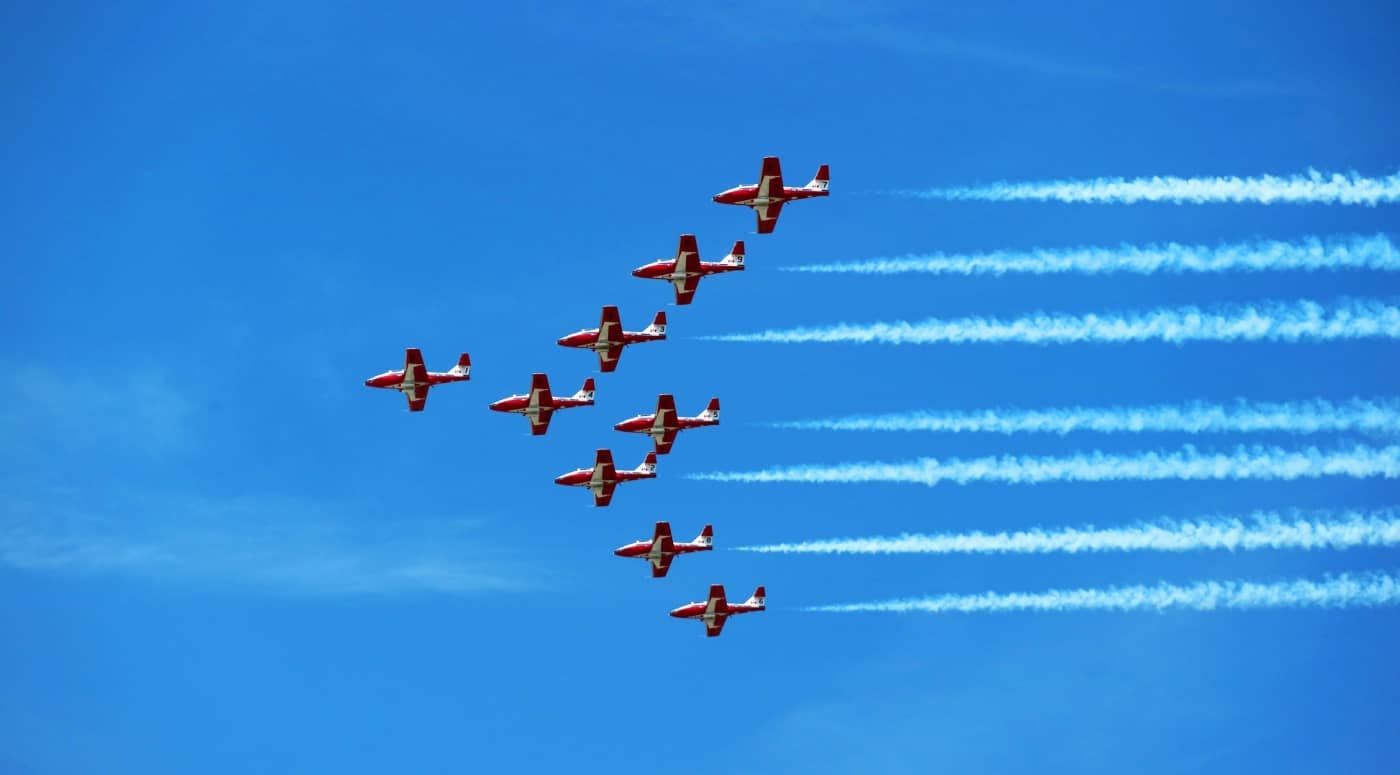 photo of planes flying in formation