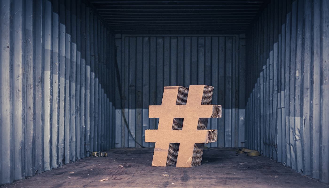 photo of a hashtag made of cardboard