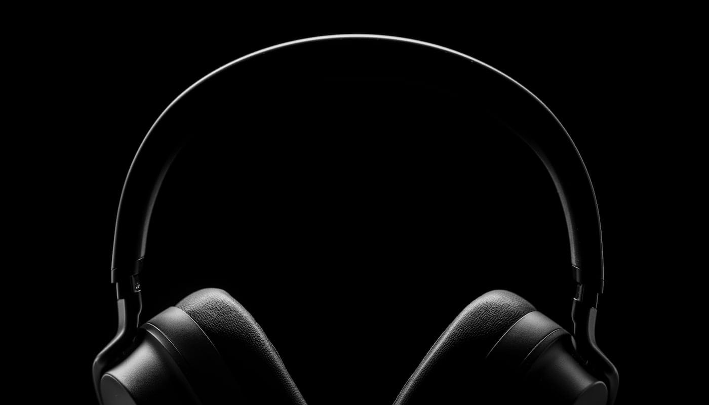 photo of headphones in the dark