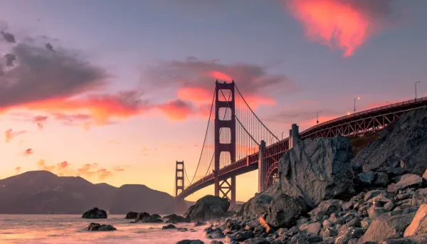 photo of golden gate bridge at sunset