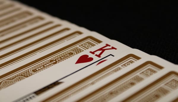 group of playing cards with a card flipped