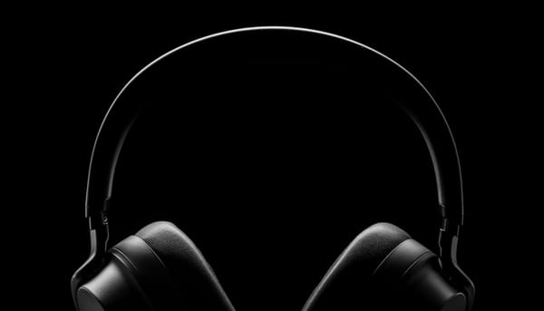photo of headphones in the dark