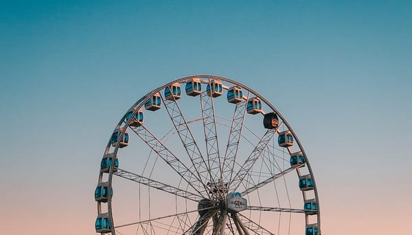 photo of a ferris wheel at sunset